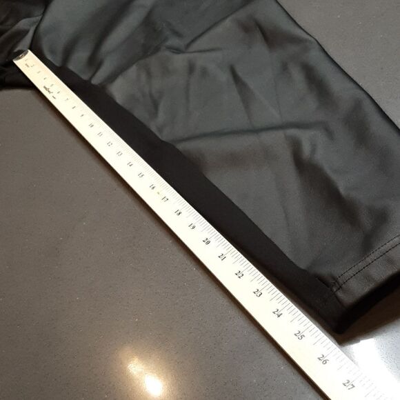 Black Capris with Pleather in Front and Stretchy Material in Back - Picture 7 of 9